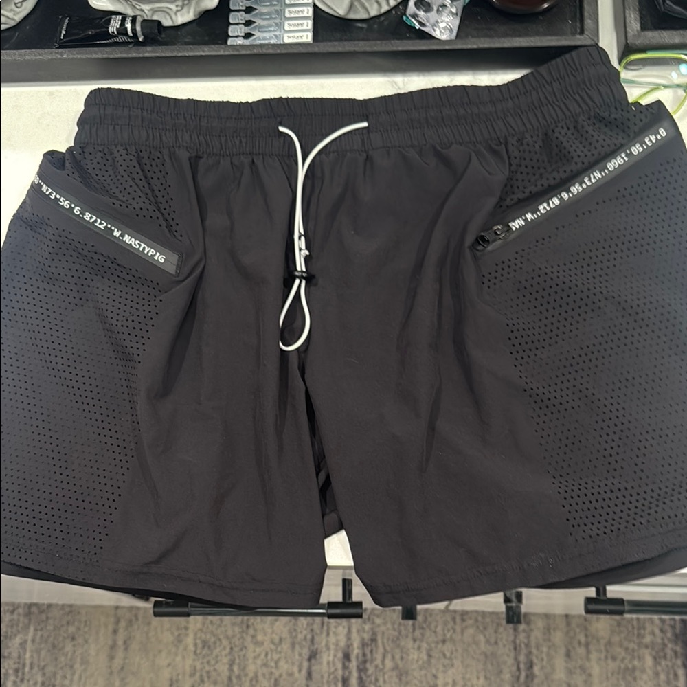 Nasty Pig Stealth Rugby black Athletic Shorts with Elastic Waistband. Size L